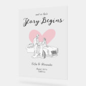 Minimalistisch Line Art Wedding Willkommen Acrylschild (Winkel)