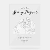 Minimalistisch Line Art Wedding Willkommen Acrylschild (Vorderseite)