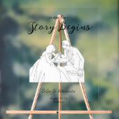 Minimalistisch Line Art Wedding Willkommen Acrylschild (Neutral)