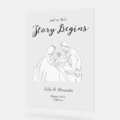 Minimalistisch Line Art Wedding Willkommen Acrylschild (Winkel)