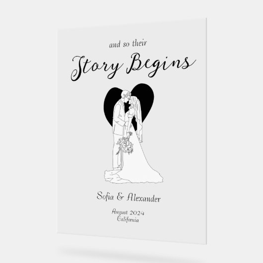 Minimalistisch Line Art Wedding Willkommen Acrylschild (Winkel)