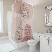 Minimalistisch Line Art Woman Zeichne Mode Art Duschvorhang (Beispiel)
