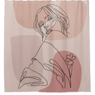 Minimalistisch Line Art Woman Zeichne Mode Art Duschvorhang