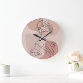Minimalistisch Line Art Woman Zeichne Mode Art Große Wanduhr (Zuhause)