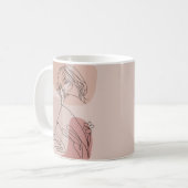 Minimalistisch Line Art Woman Zeichne Mode Art Kaffeetasse (Vorderseite Links)