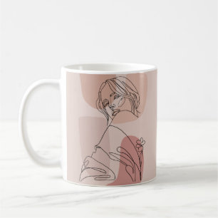 Minimalistisch Line Art Woman Zeichne Mode Art Kaffeetasse