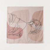 Minimalistisch Line Art Woman Zeichne Mode Art Wandteppich (Vorderseite (Horizontal))