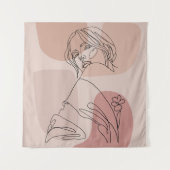 Minimalistisch Line Art Woman Zeichne Mode Art Wandteppich (Vorderseite)