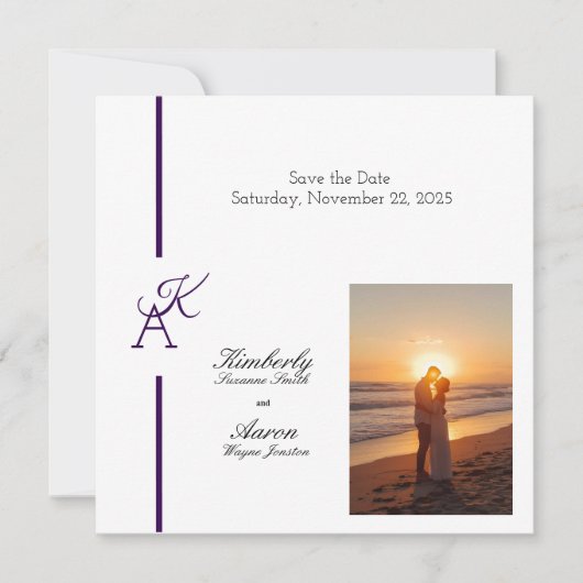 Minimalistisch Line Initial Wedding Einladung (Vorderseite)