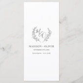 Minimalistisch Line Laurel Leaf Branch Wedding Men Programm (Rückseite)