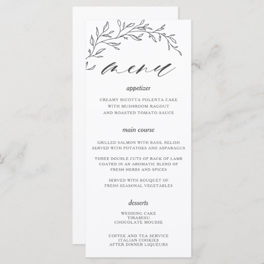 Minimalistisch Line Laurel Leaf Branch Wedding Men Programm (Vorne/Hinten)