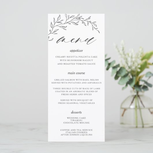 Minimalistisch Line Laurel Leaf Branch Wedding Men Programm (Stehend Vorderseite)