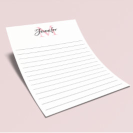 Minimalistisch Linierte Personalisierte Monogramm Briefpapier