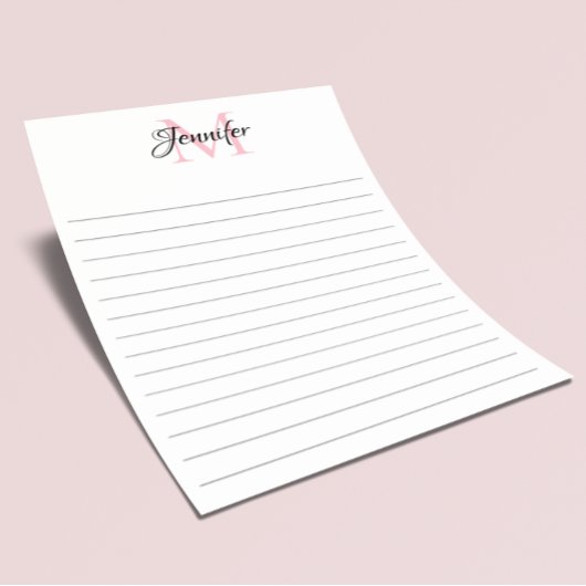 Minimalistisch Linierte Personalisierte Monogramm Briefpapier