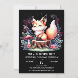 Minimalistisch Little Fox Geburtstag digital Einladung