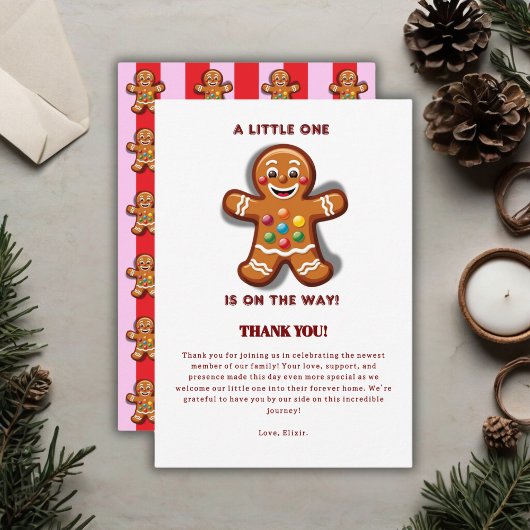 Minimalistisch Little One Gingerbread Baby Dusche Dankeskarte