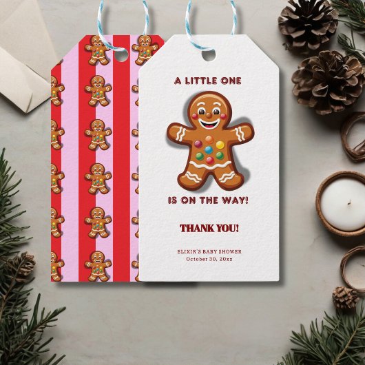 Minimalistisch Little One Gingerbread Baby Dusche Geschenkanhänger