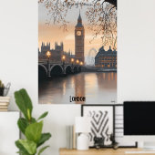 Minimalistisch London Skyline - Soft Tones British Poster (Heimbüro)