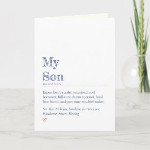 Minimalistisch Lustige und herzliche Sohn-Definiti Karte