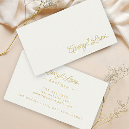 Minimalistisch Luxury Boutique Ivory Gold Script Visitenkarte