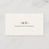 Minimalistisch Luxus Beruflich Ivory Monogram Name Visitenkarte (Vorderseite)