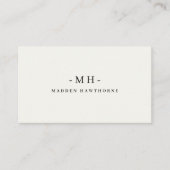 Minimalistisch Luxus Beruflich Ivory Monogram Name Visitenkarte (Vorderseite)