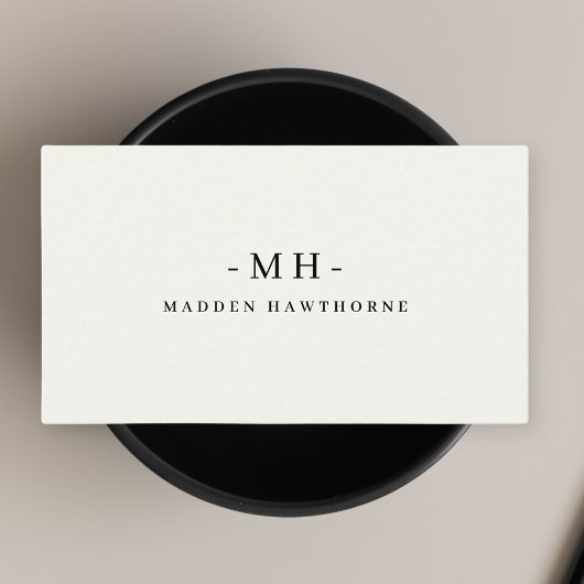 Minimalistisch Luxus Beruflich Ivory Monogram Name Visitenkarte