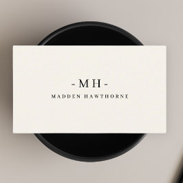 Minimalistisch Luxus Beruflich Ivory Monogram Name Visitenkarte