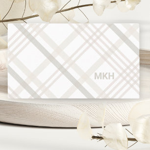 Minimalistisch Luxus Beruflich Kariert Monogram Visitenkarte