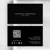 Minimalistisch Luxus Black QR Code Social Media Visitenkarte