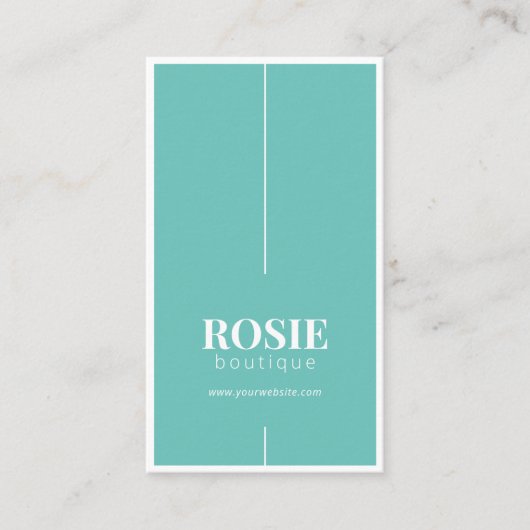 Minimalistisch Luxus-Boutique Aquamarin/weiß Visitenkarte (Vorderseite)