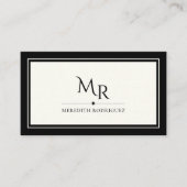 Minimalistisch Luxus Boutique Black Ivory Monogram Visitenkarte (Vorderseite)
