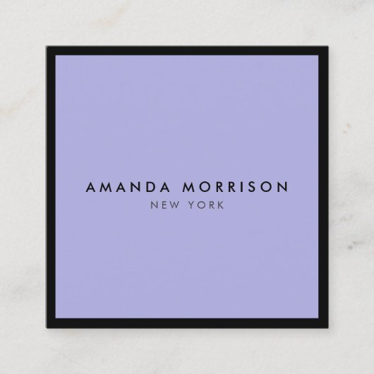 Minimalistisch Luxus Boutique Black/Periwinkle Quadratische Visitenkarte (Vorderseite)