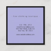 Minimalistisch Luxus Boutique Black/Periwinkle Quadratische Visitenkarte (Rückseite)