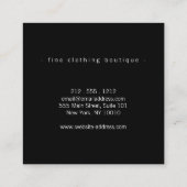 Minimalistisch Luxus Boutique Black Quadratische Visitenkarte (Rückseite)