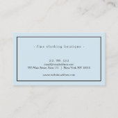 Minimalistisch Luxus Boutique Blau/Schwarz Visitenkarte (Rückseite)