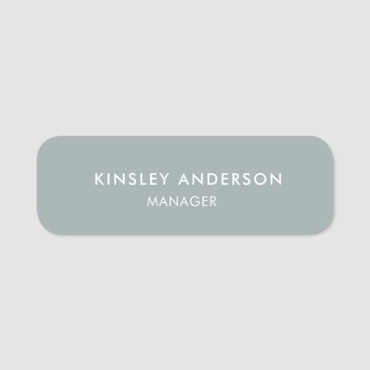 Minimalistisch Luxus Boutique Dusty Blue Namensschild (Vorderseite)