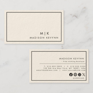 Minimalistisch Luxus-Boutique Elfenbein Visitenkarte