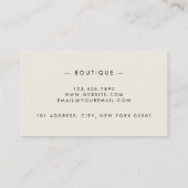 Minimalistisch Luxus Boutique Elfenbeinfarben Mono Visitenkarte (Rückseite)