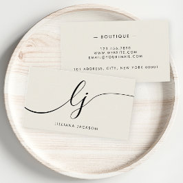 Minimalistisch Luxus Boutique Elfenbeinfarben Mono Visitenkarte