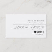 Minimalistisch Luxus Boutique ElfenbeinVisitenkart Visitenkarte (Rückseite)