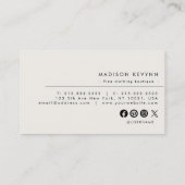 Minimalistisch Luxus Boutique ElfenbeinVisitenkart Visitenkarte (Rückseite)