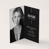 Minimalistisch Luxus Boutique Friseur Salon Schwar Visitenkarten (Innenseite)