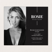 Minimalistisch Luxus Boutique Friseur Salon Schwar Visitenkarten (Innenseite Aufgefaltet)