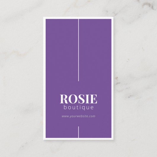 Minimalistisch Luxus-Boutique Lila/weiß Visitenkarte (Vorderseite)