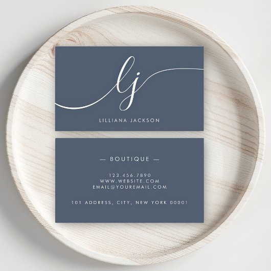Minimalistisch Luxus Boutique Navy Blue Elfenbeins Visitenkarte