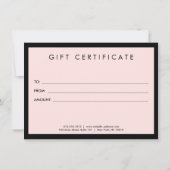 Minimalistisch Luxus Boutique Rosa Geschenkgutsche (Rückseite)