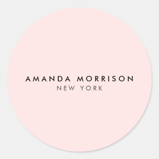 Minimalistisch Luxus Boutique Rosa Runder Aufkleber (Vorderseite)