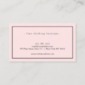 Minimalistisch Luxus Boutique Rosa/Schwarz Visitenkarte (Rückseite)