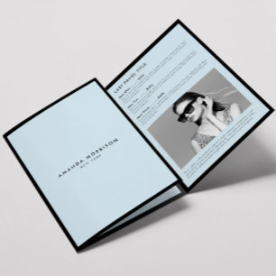 Minimalistisch Luxus Boutique Schwarz/Blau Broschü Dreifach Gefaltete Karte